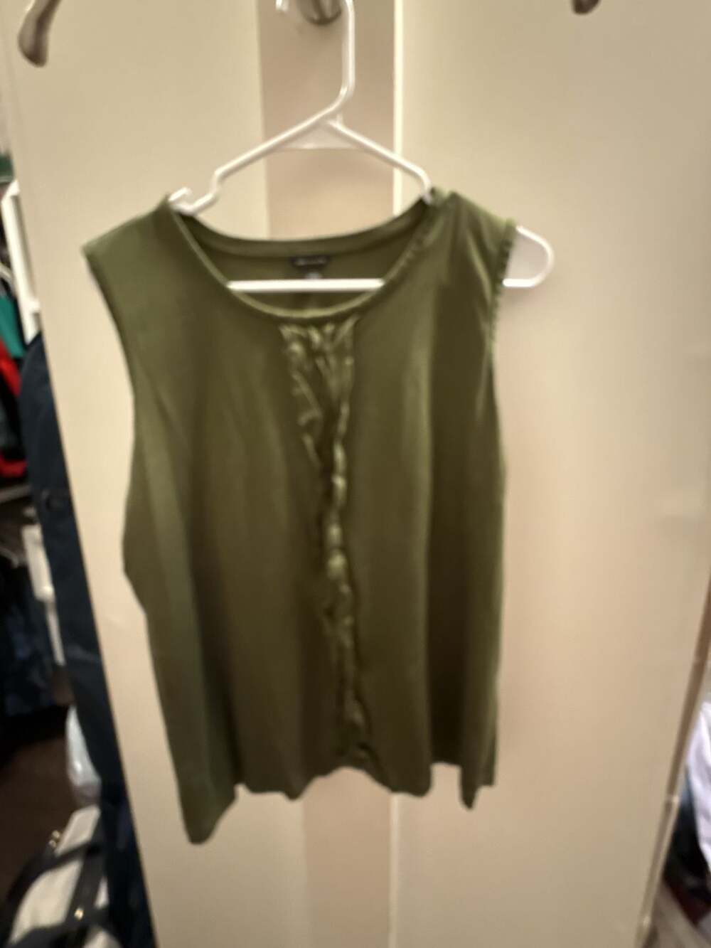 Ann Taylor Olive Green Sleeveless Tie-Front Tank Top